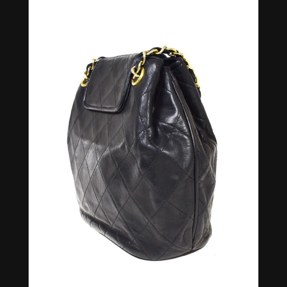 CHANEL CC MATELASSE Fringe Chain Shoulder Bag Leather Black Vintage - Picture 7 of 12